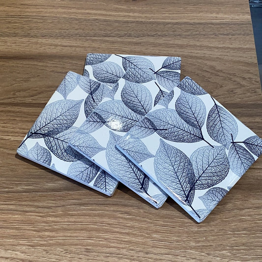 Ceramic Coasters - Leaf Set of 4